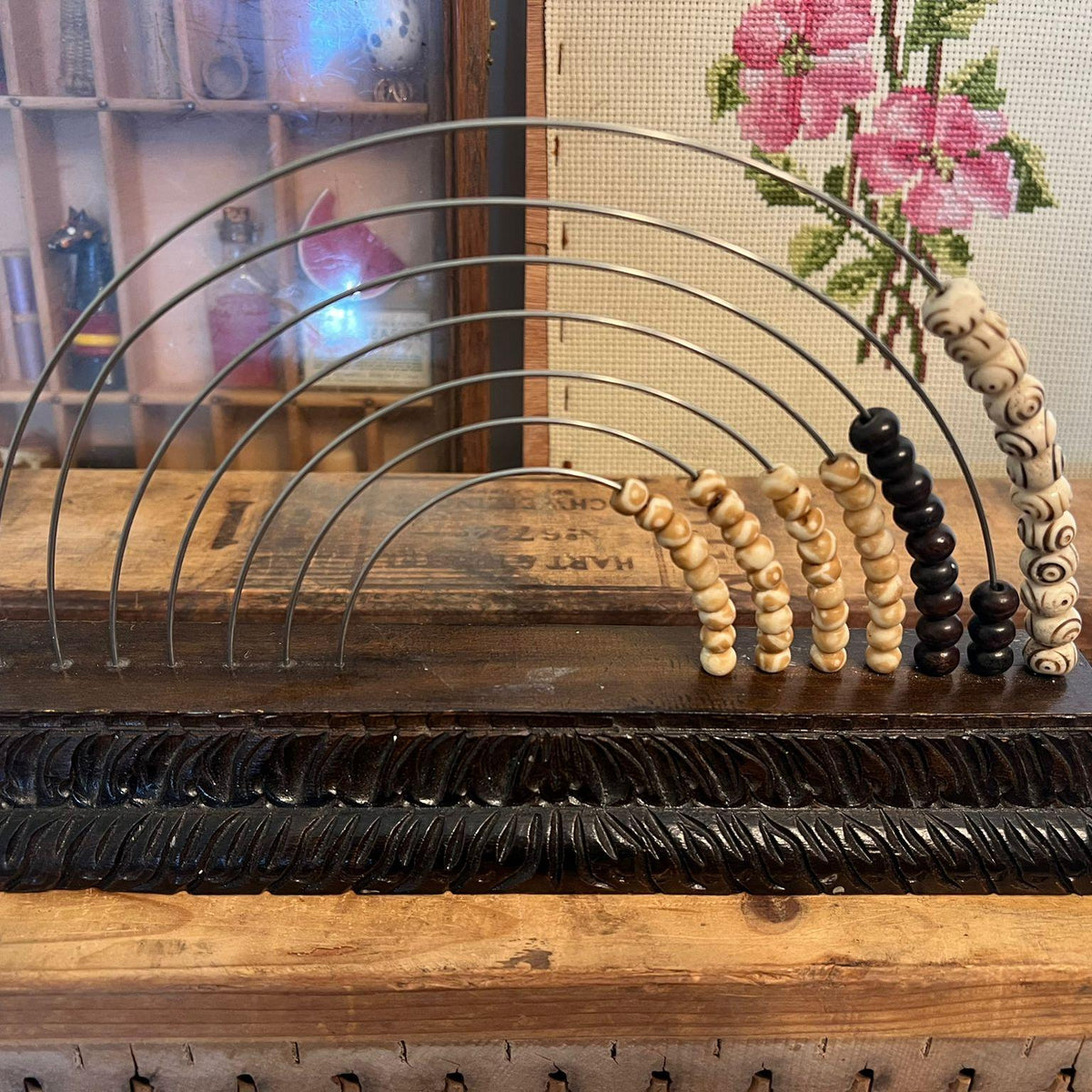 Vintage Beaded Rainbow Counting Device. Seven Rod Arc Abacus.(Online p ...