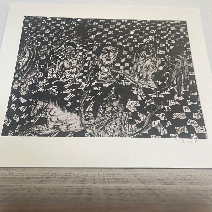 Vintage Black and White Abstract marker Graphic Art piece.