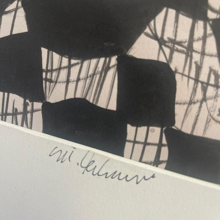 Vintage Black and White Abstract marker Graphic Art piece.