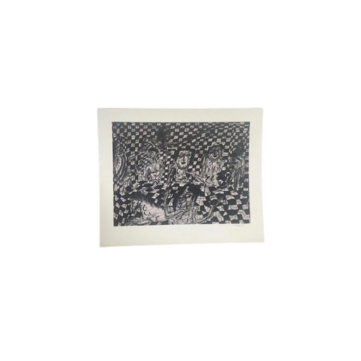 Vintage Black and White Abstract marker Graphic Art piece.