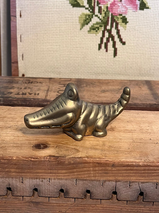 Vintage Brass Mid Century Modern style Alligator/Crocodile Knick Knack Figurine