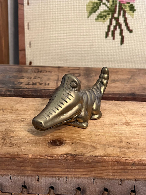 Vintage Brass Mid Century Modern style Alligator/Crocodile Knick Knack Figurine