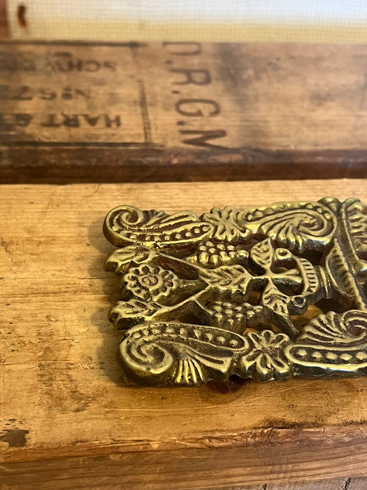 Vintage Brass Trivet long form handle
