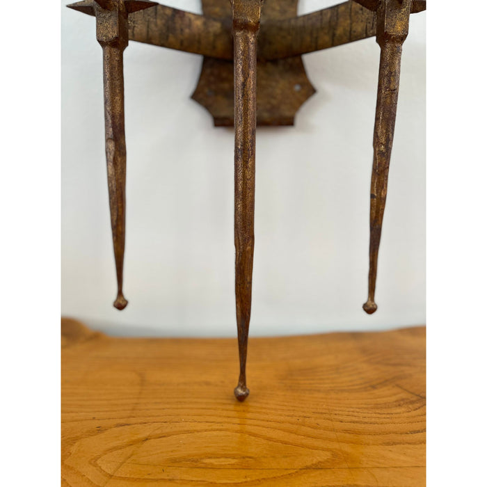 Vintage Brutalist Style Gilt Wall Sconce Candle Holder