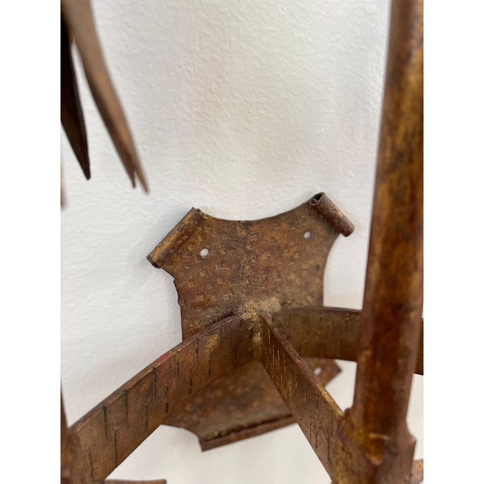 Vintage Brutalist Style Gilt Wall Sconce Candle Holder