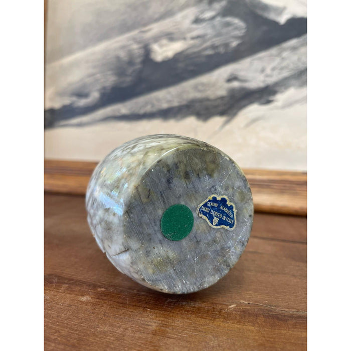 Vintage Carved Owl Cup. Genuine Hand Carved Italian Alabaster.