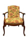 Vintage Carved Wood Floral Armchair - Upholstered Accent Chair with Cabriole Legs