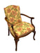 Vintage Carved Wood Floral Armchair - Upholstered Accent Chair with Cabriole Legs