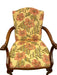 Vintage Carved Wood Floral Armchair - Upholstered Accent Chair with Cabriole Legs