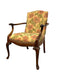 Vintage Carved Wood Floral Armchair - Upholstered Accent Chair with Cabriole Legs