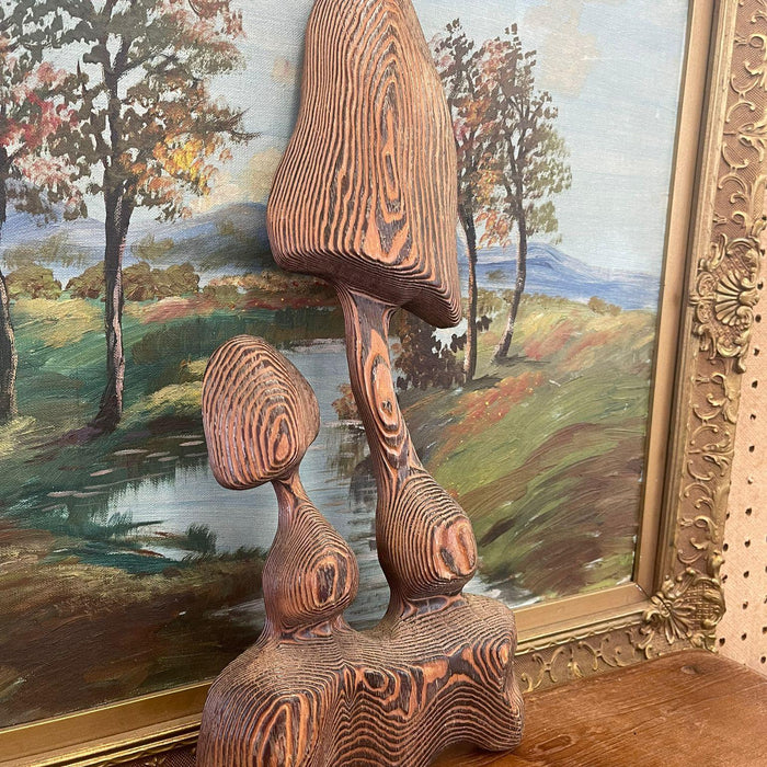 Vintage Carved Wood Mushroom Wall Hanging Decor.
