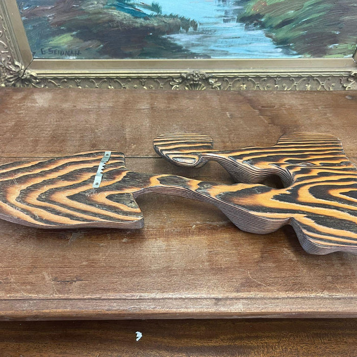 Vintage Carved Wood Mushroom Wall Hanging Decor.
