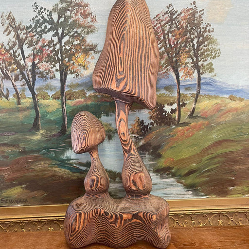 Vintage Carved Wood Mushroom Wall Hanging Decor.