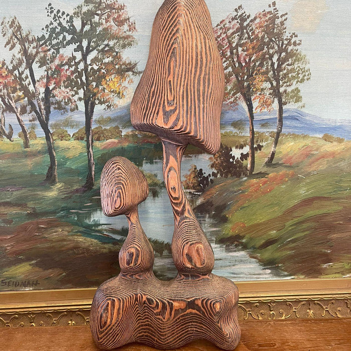 Vintage Carved Wood Mushroom Wall Hanging Decor.