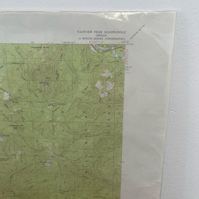 Vintage Central Oregon Geological Topographical State Map.Circa 1955.