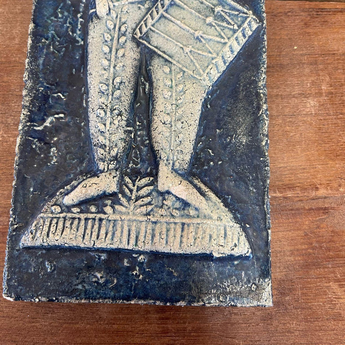 Vintage Ceramic German Impression of Baking Cast Mold of Drummer. Circa 1969