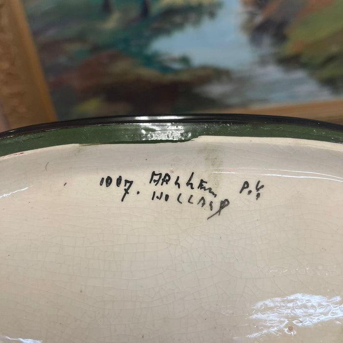 Vintage Ceramic Oval Pot Hand Painted . Import From Holland.