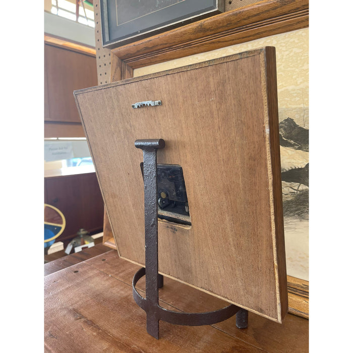 Vintage Clock With Ceramic Face and Wooden Frame