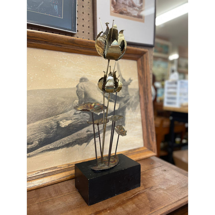 Vintage Curtis Jere Style Brutalist Lily Flower Sculpture