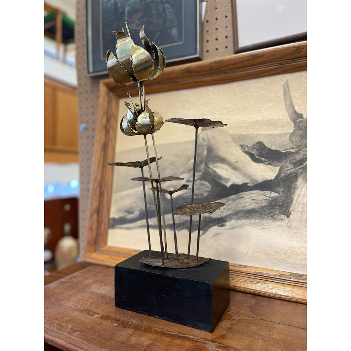 Vintage Curtis Jere Style Brutalist Lily Flower Sculpture