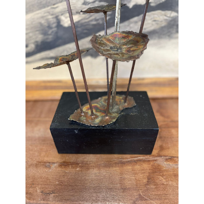 Vintage Curtis Jere Style Brutalist Lily Flower Sculpture