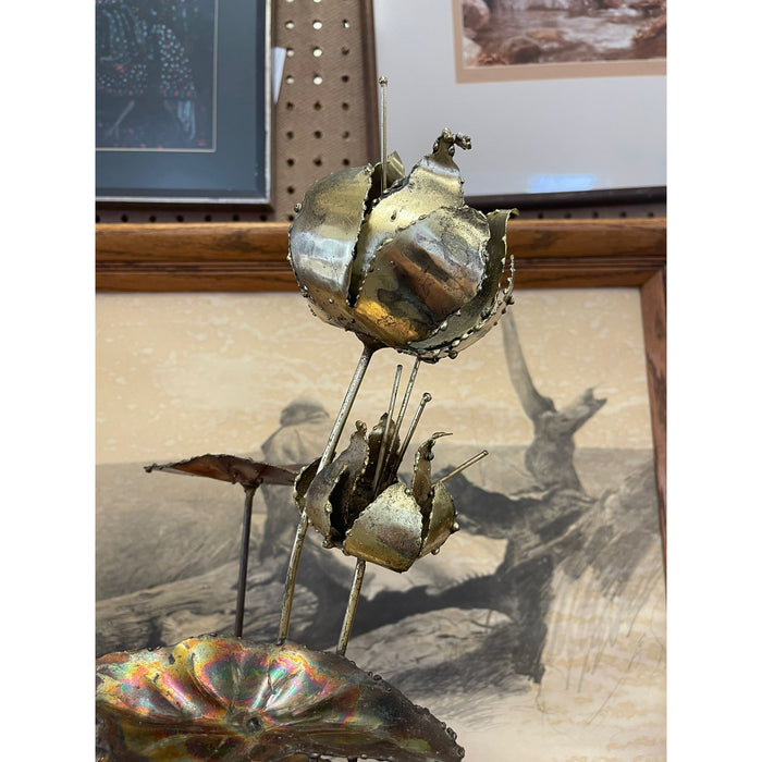 Vintage Curtis Jere Style Brutalist Lily Flower Sculpture