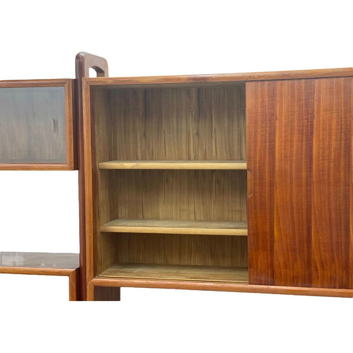 Vintage Danish Imported Mid Century Standalone Bookcase or Bookshelf With Writing Desk or Bar Top