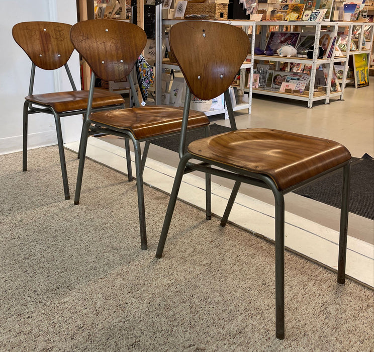 Vintage Danish Modern Chairs With Metal Frame. Set of 4.