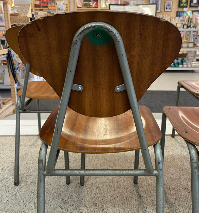 Vintage Danish Modern Chairs With Metal Frame. Set of 4.