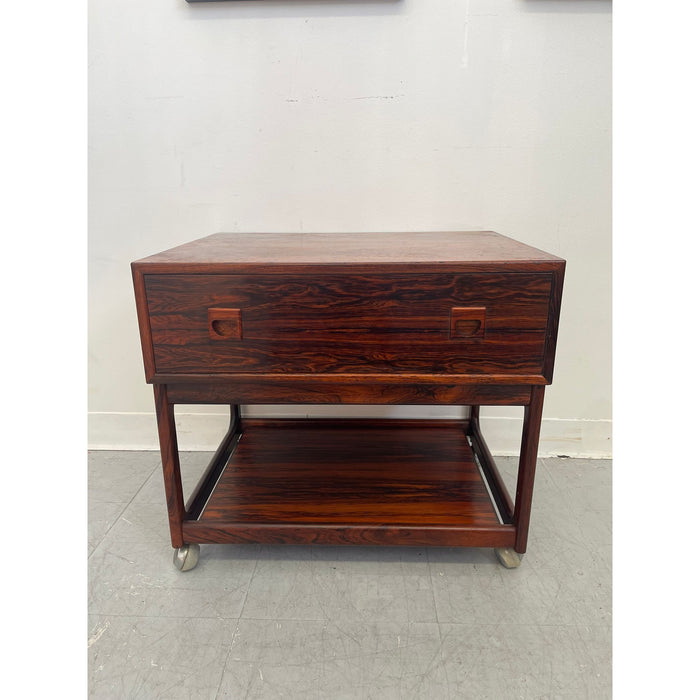 Vintage Danish Modern Rosewood Side Table on Casters. Uk Import