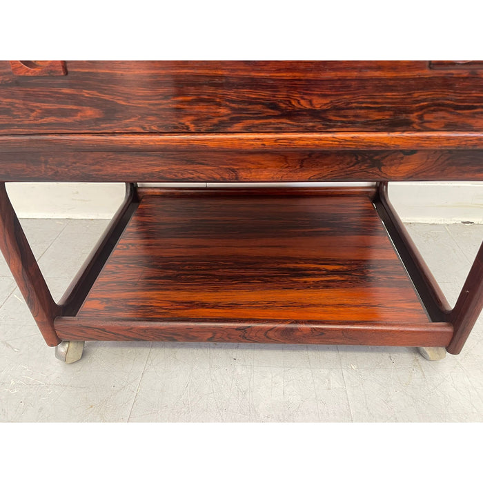 Vintage Danish Modern Rosewood Side Table on Casters. Uk Import