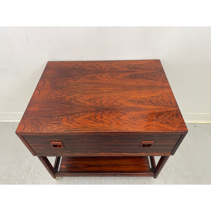 Vintage Danish Modern Rosewood Side Table on Casters. Uk Import