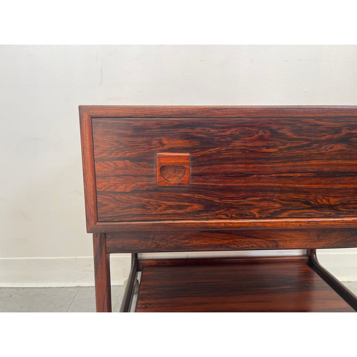 Vintage Danish Modern Rosewood Side Table on Casters. Uk Import