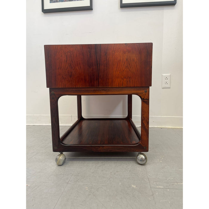 Vintage Danish Modern Rosewood Side Table on Casters. Uk Import