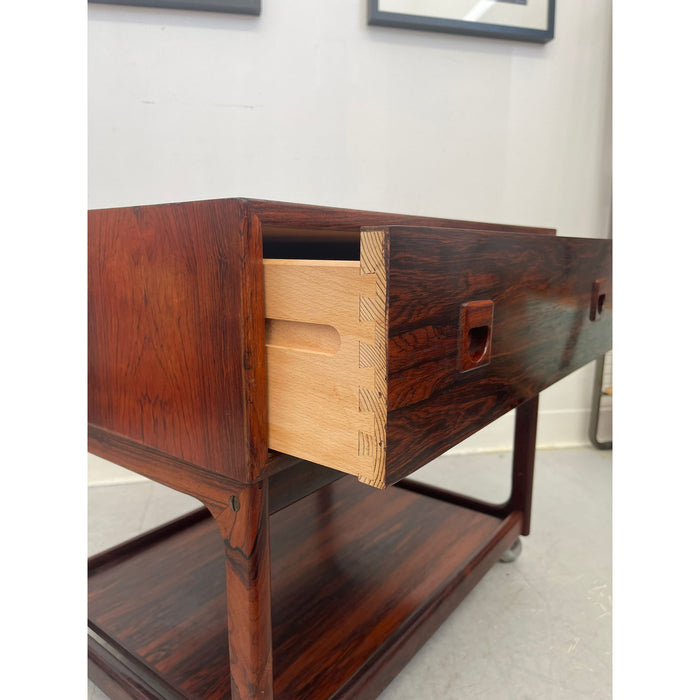 Vintage Danish Modern Rosewood Side Table on Casters. Uk Import