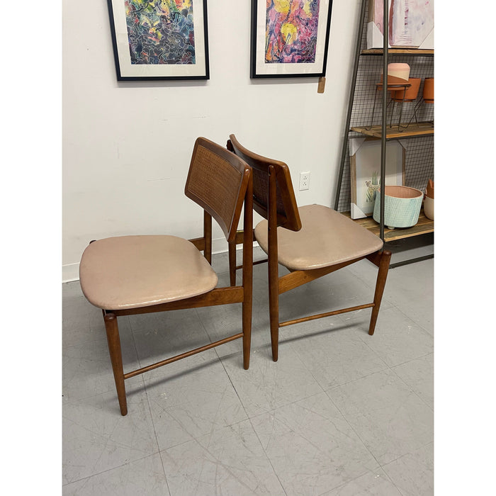 Vintage Danish Modern Style Pair of Rattan Chairs