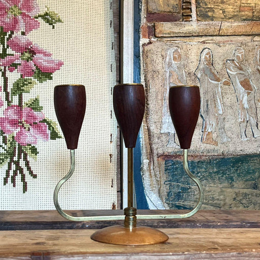 Vintage Danish Style Candle Holder With Wood Accents.(online purchase only)