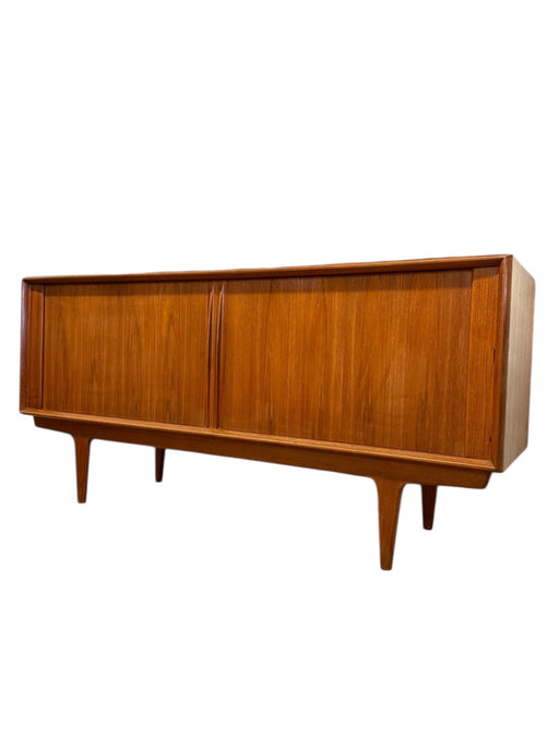 Vintage Danish Teak Mid Century Modern Tambour Door Credenza Design Attributed to Bernhardt Pederson Denmark Import
