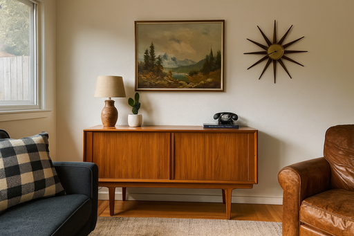 Vintage Danish Teak Mid Century Modern Tambour Door Credenza Design Attributed to Bernhardt Pederson Denmark Import