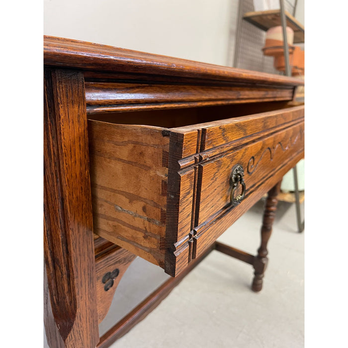 Vintage Early American Style Two Piece Hutch and Console Table.