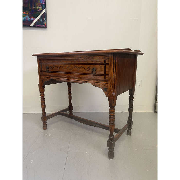 Vintage Early American Style Two Piece Hutch and Console Table.