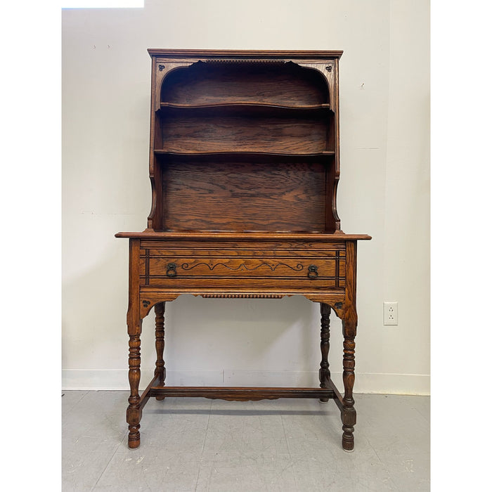Vintage Early American Style Two Piece Hutch and Console Table.