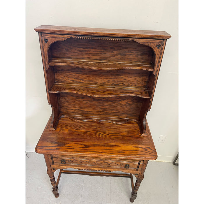 Vintage Early American Style Two Piece Hutch and Console Table.