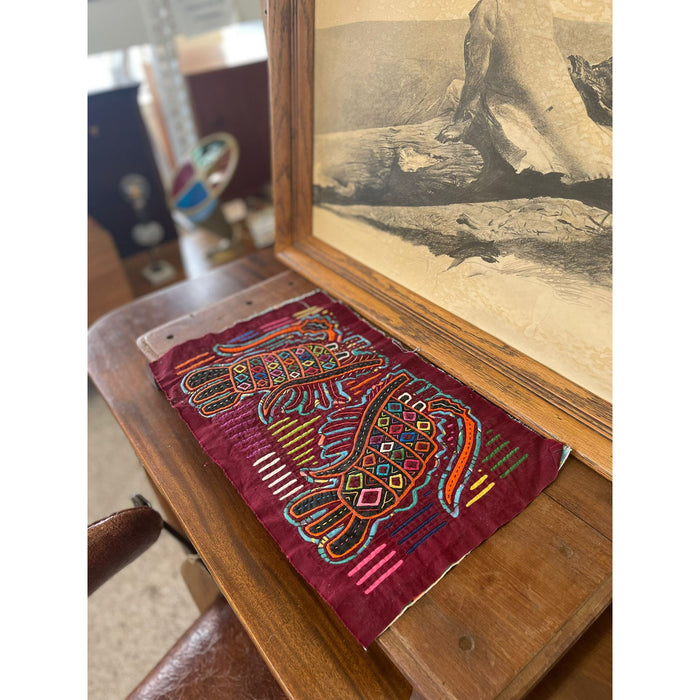 Vintage Embroidery Maroon Fabric