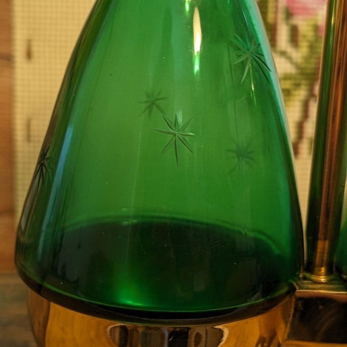 Vintage Emerald Glo Art Deco mid century modern Glasses set.(online purchase only)