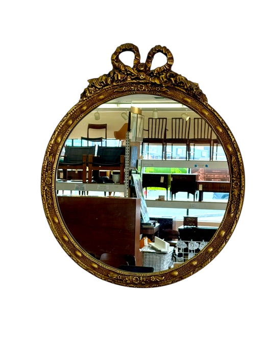Vintage Empire Style Round Mirror with Gilt Wood Frame