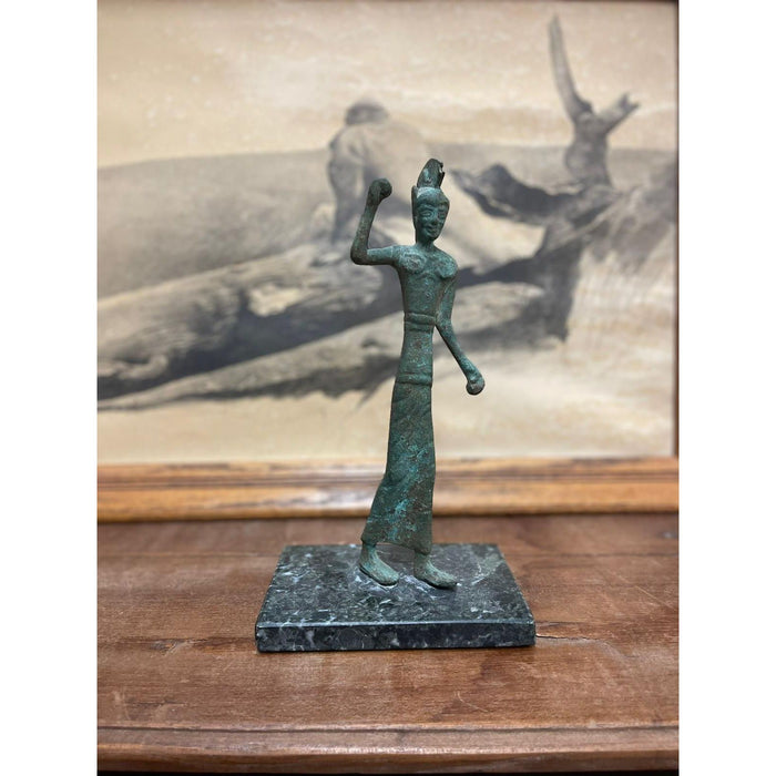 Vintage Figurine Sculpture of Warrior With Base