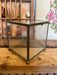 Vintage Footed Brass Metal Glass Trinket Jewelry Box