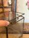 Vintage Footed Brass Metal Glass Trinket Jewelry Box