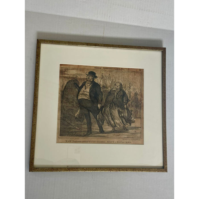 Vintage Framed Lithograph Print Titled “ Honore Daumier “
